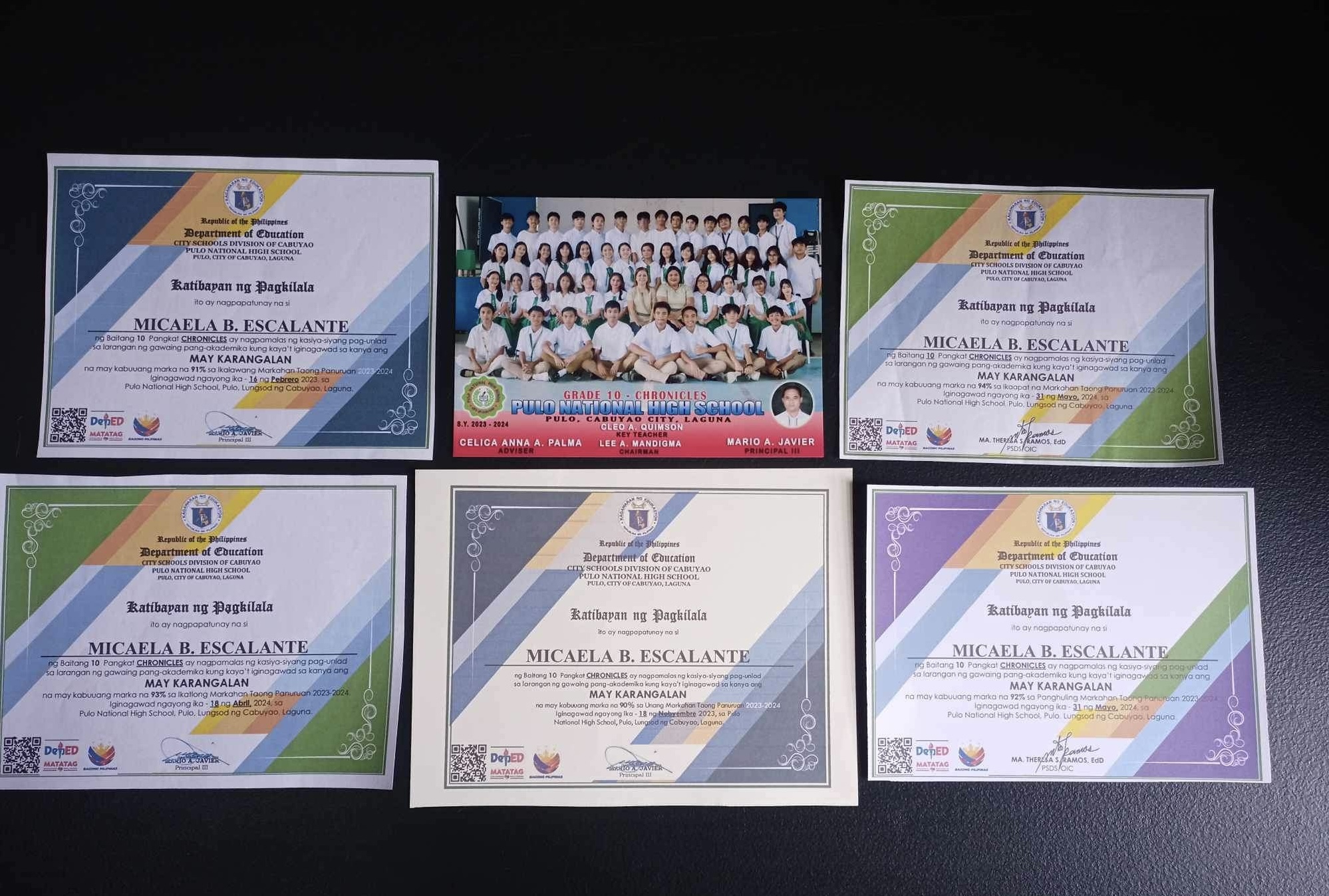Awards received by Micaela B. Escalante